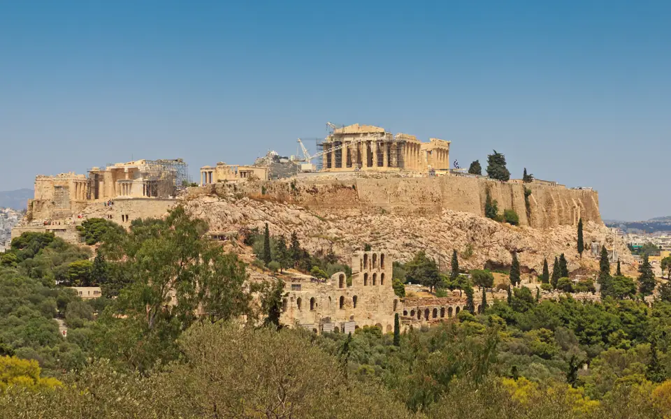 Vista general de la Acrópolis de Atenas con el Partenón, desde la colina de Filopapo