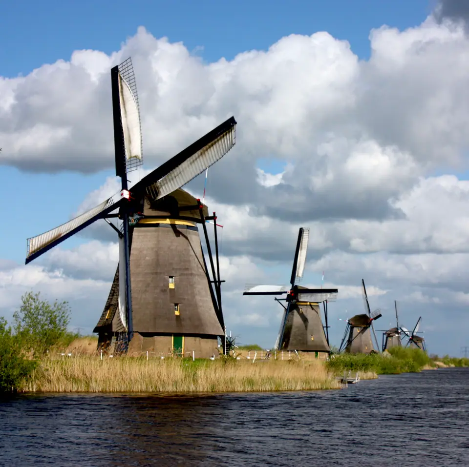 Molinos de viento del Overwaard en Kinderdijk, Países Bajos